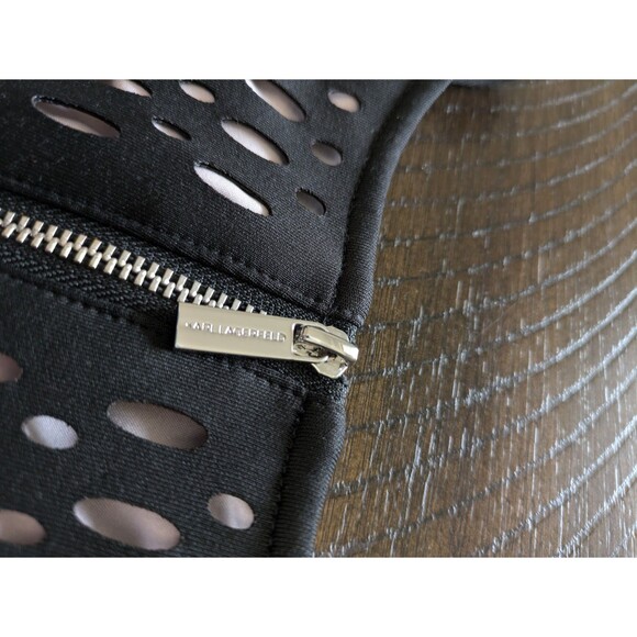 Karl Lagerfeld Paris Black Fit & Flare Dress Laser Cut Eyelet Size Approx XS - Picture 6 of 12
